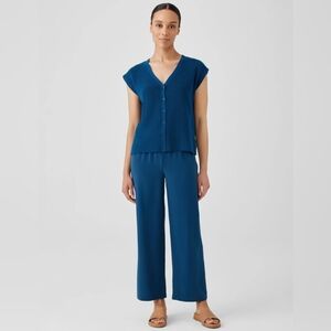 Eileen Fisher Peruvian Organic Cotton Crepe Vest Size L